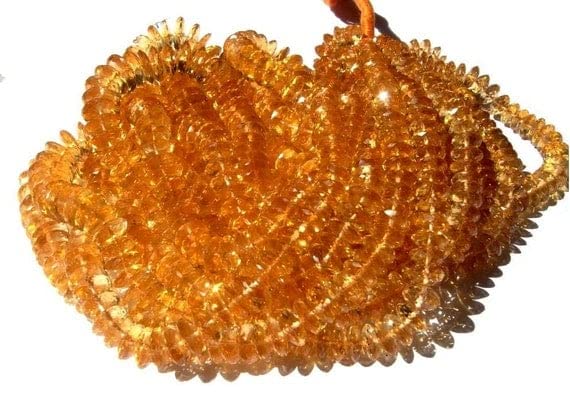 Citrine véritable perles rondelles finies sans défauts taille allemande 7-13mm