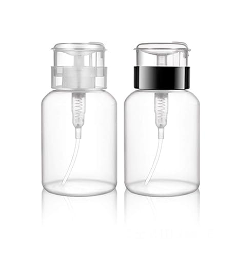 2 botellas dispensadoras de 6.8 fl oz (6.8 onzas) para removedor de esmalte de uñas, desmaquillante de plástico vacío, dispensador de alcohol y