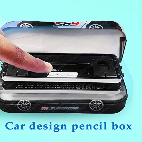 Image of FunBlast Metal Pencil Box - Car Shaped Pencil Case for Kids, Multi-Layer Pen and Pencil Box for School Kids, Stationery Organizer Box, Birthday Return Gift's (Random Color)