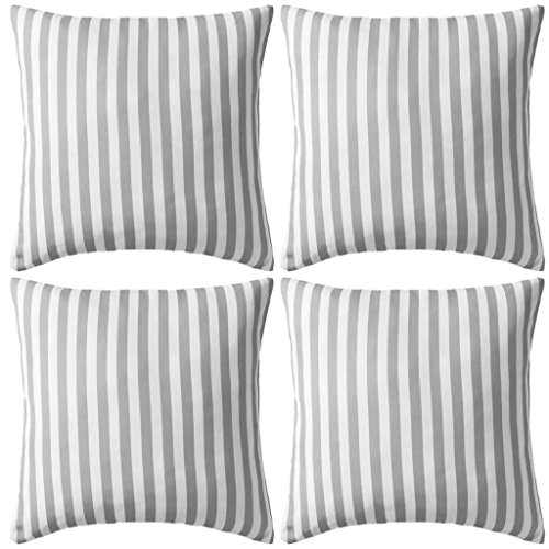 vidaXL 4X Cojines para Exterior a Rayas 45x45cm Gris Decoración Jardin Hogar