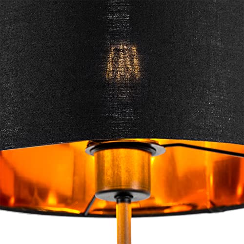 Qazqa Modern Stehleuchte, Stehlampe - Vt - Schwarz Gold, Rund, max. 60W, Geeignet für LED, 150cm, Ideal als Küche lampe, Schlafzimmerlampe und Wohnzimmerlampe