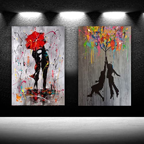 Peinture Salon Parapluie Fille Aquarelle pour les Amoureux d'Art et Décoration Maison