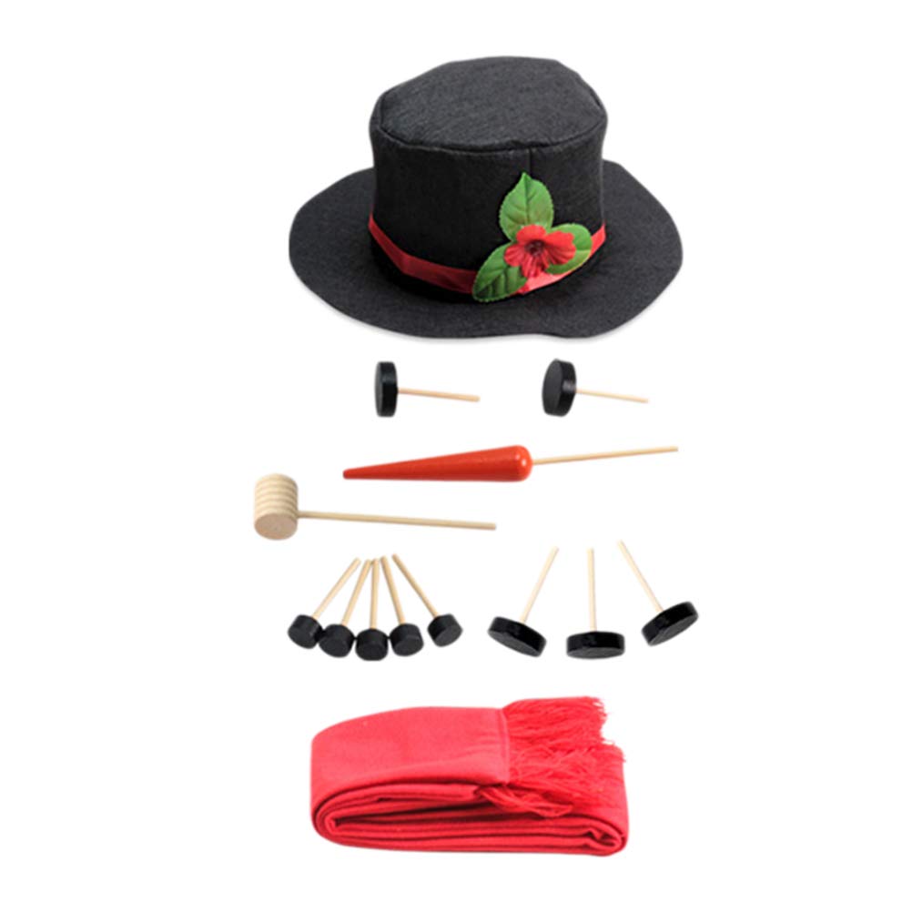 HOMNIVE Snowman Kit 16pcs Snowman Decorating Dressing Kits Hat Scarf Eyes Mouth Button Nose Accessories