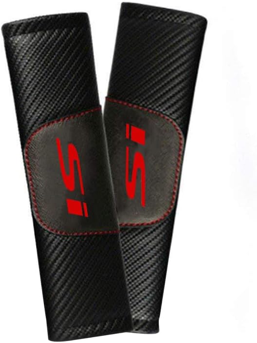 AoRom 2pcs Car Seat Belt Shoulder Pads Fit for Honda Si Comfortable Durable 4D Carbon Fiber Black Seatbelt Strap Cover Cushion (Si Shoulder Protection)