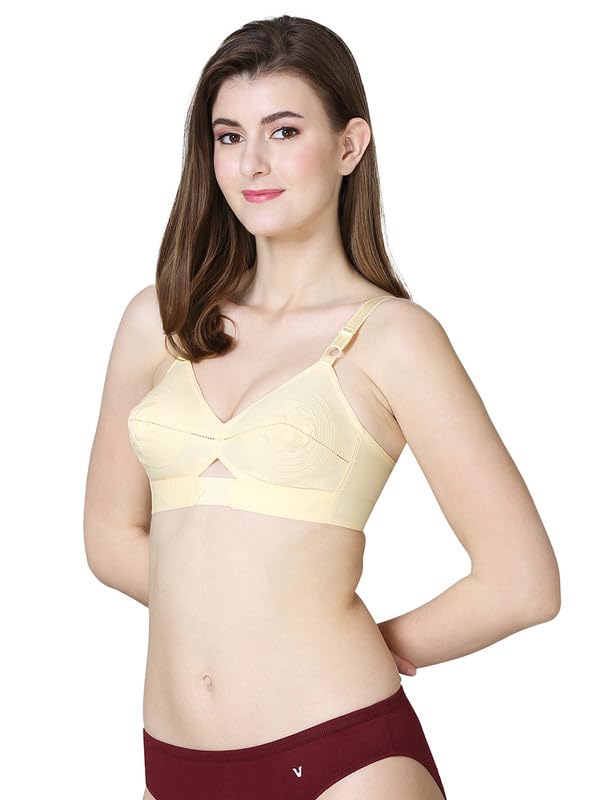 Image of VSTAR Queen U Black CLR Soft Cotton Bra for Women | Wirefree, Single Layered Seamed Cups | Adjustable Straps | Comfy Non Padded Bra 32 | Cool Grey