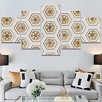 SIGNWIN 5 Panel Canvas Wall Art Modern Art Abstract Closeup Colorful Cool Geometric Minimalist Mixed Media Multicolor Patterns for Home Decorations Ready to Hang - 60