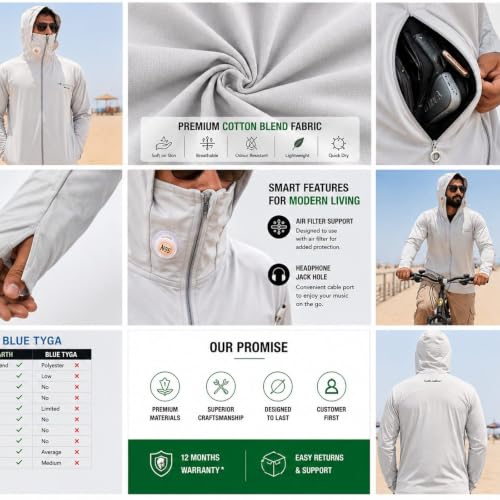 Image of D-EARTH Premium Sun + Air pollution Protection Jacket for Men