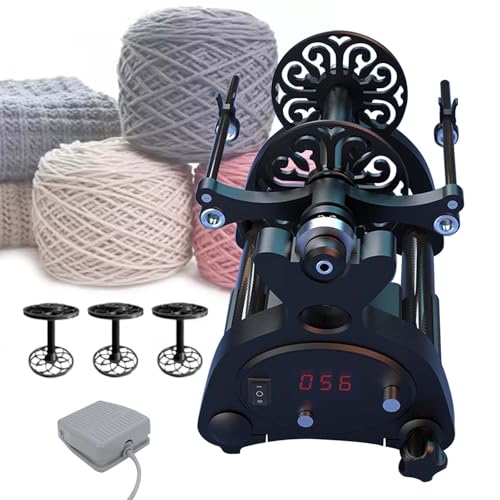 QFGain Bobinoir pour Pelote De Laine, Rouet éLectrique, Retordage De Fibres De Laine, Capacité 120 G/240 G, pour Tissage, MéLange Et MèChe,Black-Digital