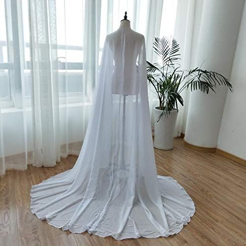 EllieHouse Women's Long Chiffon Bridal Cape Wedding Veil Cloak T13 - Image 3