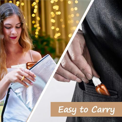 6 Stück Nasenspray Flasche Leer, 20ml Glas Nasensprayflasche, Wiederverwendbar Nasen Sprühflaschen, Nachfüllbare Zerstäuber mit Düsen Trichter Etiketten für Parfüm Atherische Kochsalzlösung (Braun)