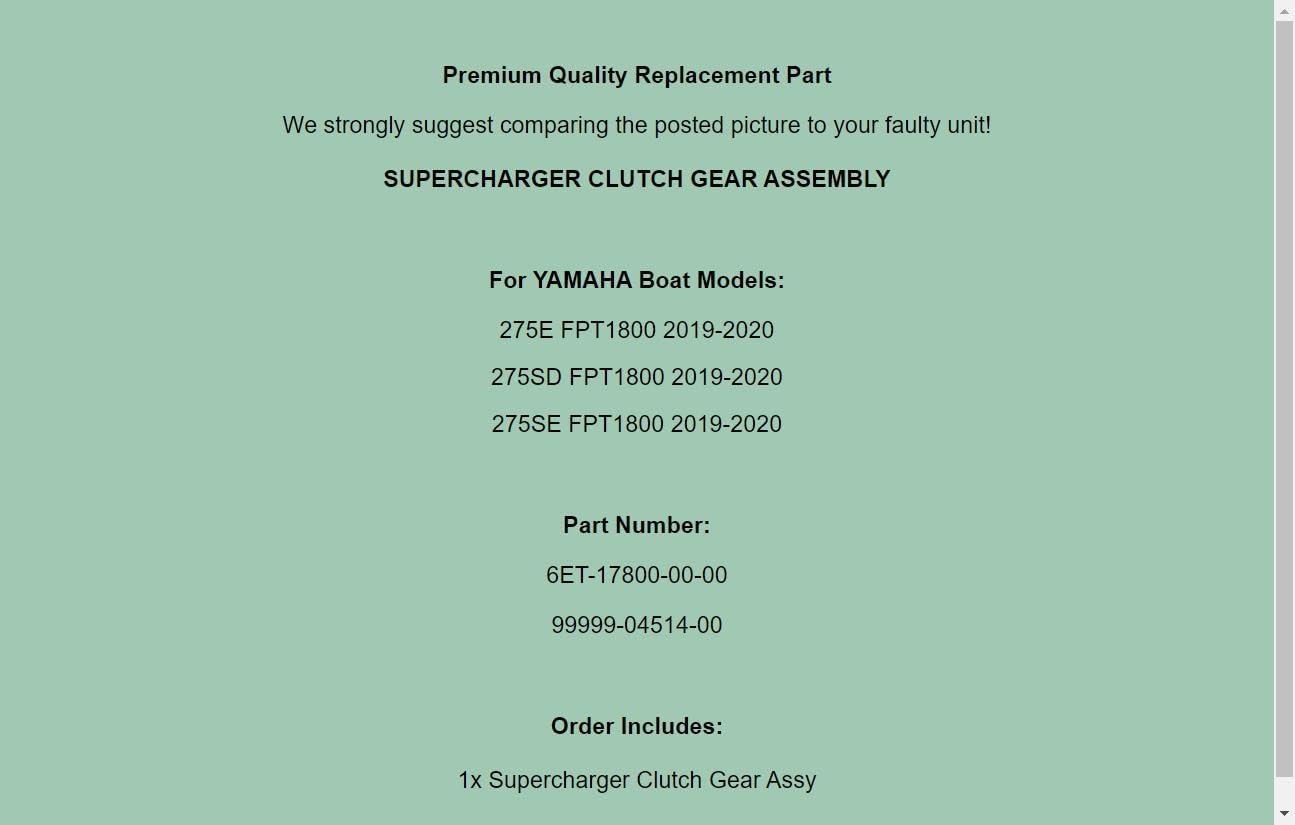 Generic Replacement Supercharger Clutch Gear Assy For Yamaha Jet Boat 275 Series FPT1800 2019-2020