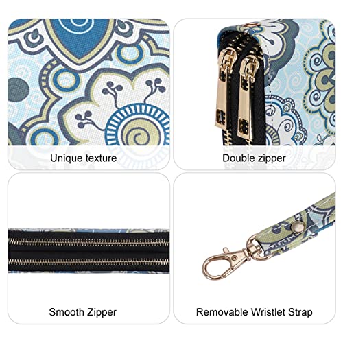 Image of XEYOU Double Zipper Long Clutch Wallet Cellphone Wallet for Women with Removable Wristlet Strap for Credit Card, Cash, Coin, Bill