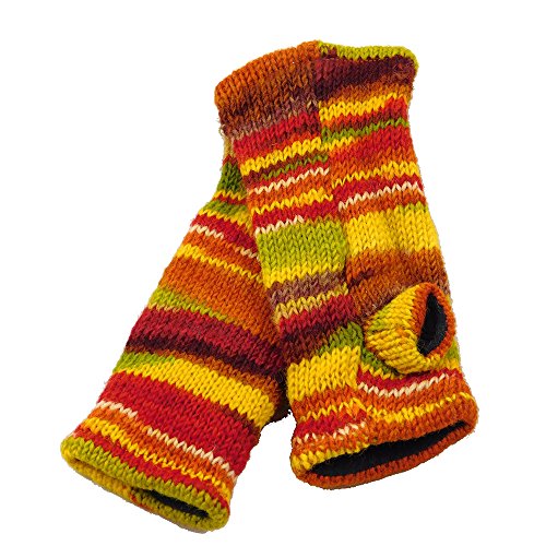 musimon Handstulpen Pulswärmer Stulpen Wolle gestrickt Fleecefutter bunt (orange) Cover