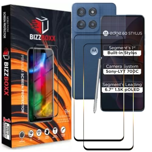 Image of Compatible With Motorola Edge 60 Stylus 5G Tempered Glass Screen Protector Guard - HD Clarity, Anti-Fingerprint Screen Guard (Moto Edge 60 Stylus)|With Installation Kit - Pack of 2