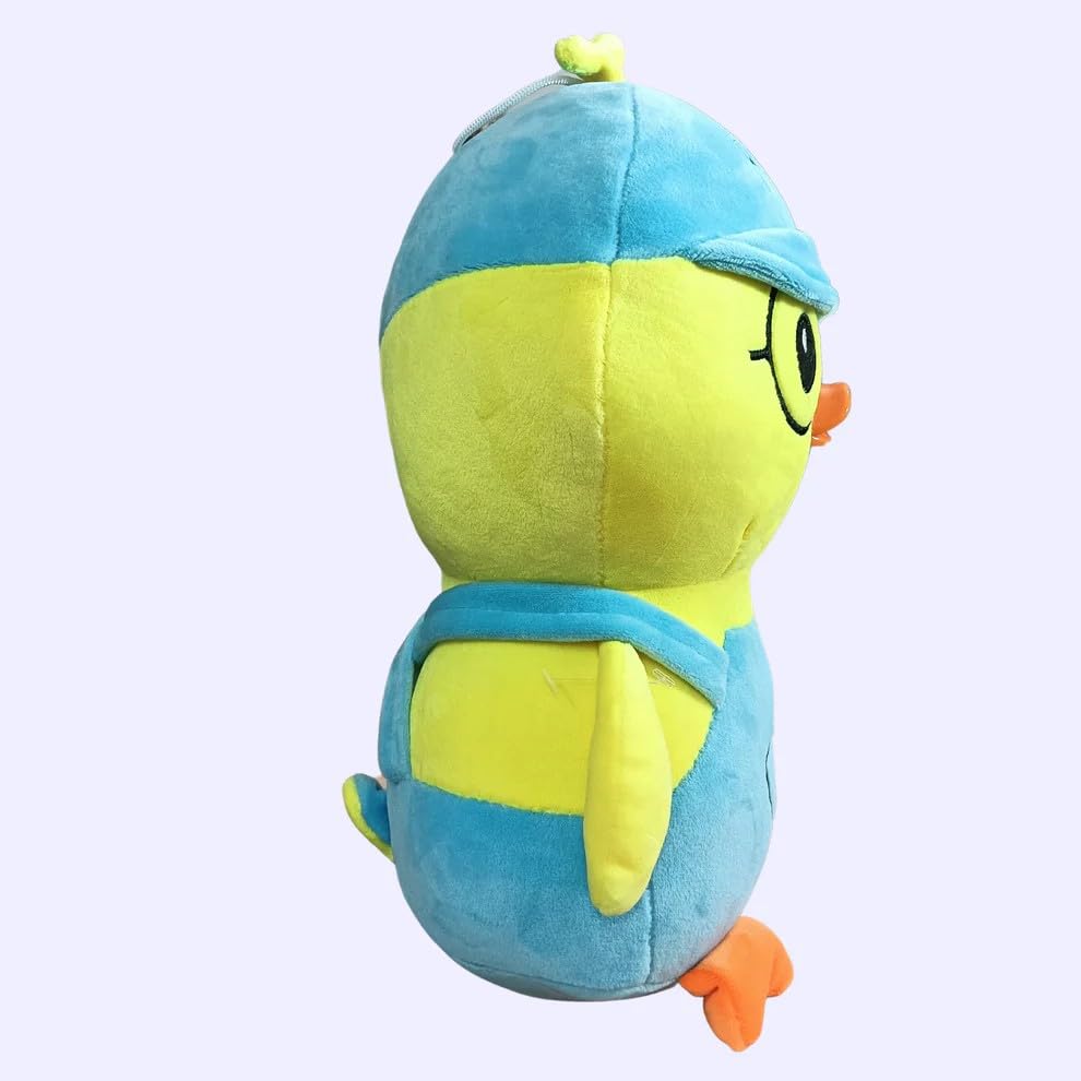Image of Duck Plush Toy, Yellow with Blue Overalls, Glasses and Cap, Soft Stuffed Animal, 30 cm (Yellow Blue)
