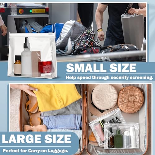 Xuniea 100 Pcs Mini Clear Makeup Bag PVC Small Travel Toiletry Organizer Pouches Bulk Waterproof Transparent Plastic Cosmetic Bag with Zipper for Women Men Travel (11'',9.8'',7.9'',5.9'')4