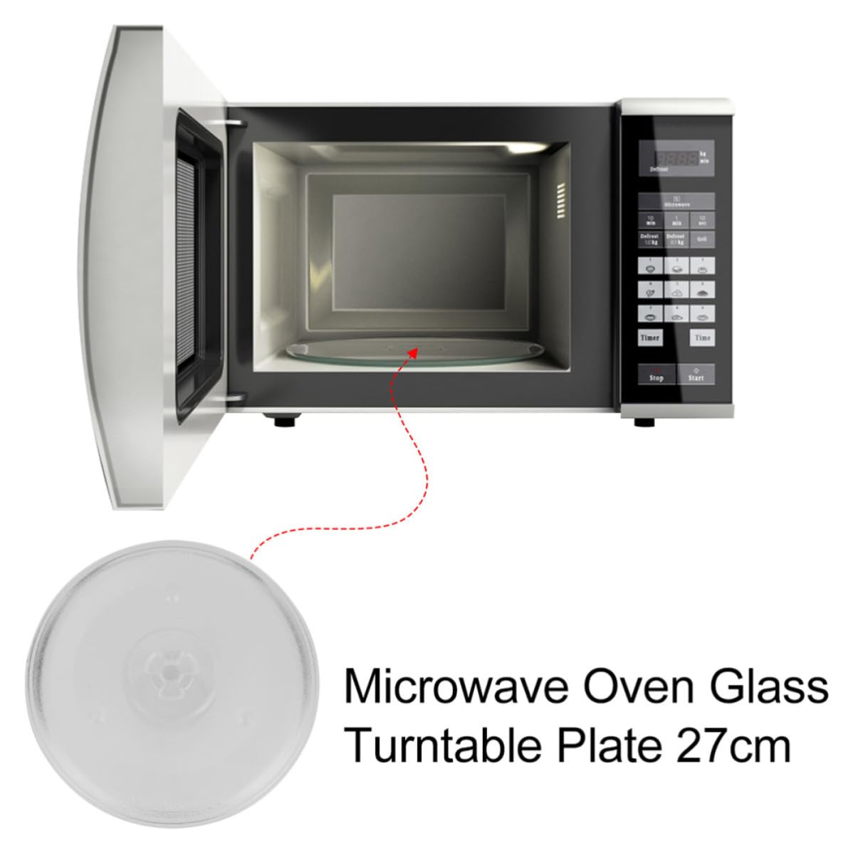Plato Giratorio de 27 Cm 2 Piezas de Vidrio para Microondas