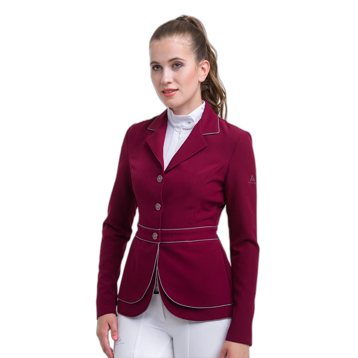 Cavalliera - Veste de Concours Venice-Double Basque Avant- Softshell, Tenue Technique de compétition équestre - L, Bordeaux