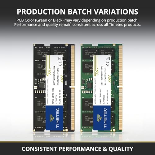 Image of Timetec 16GB DDR5 4800MHz PC5-38400 Unbuffered Non-ECC 1.1V CL40 1Rx8 Single Rank 262Pin SODIMM Laptop Memory RAM Module Upgrade (16GB)