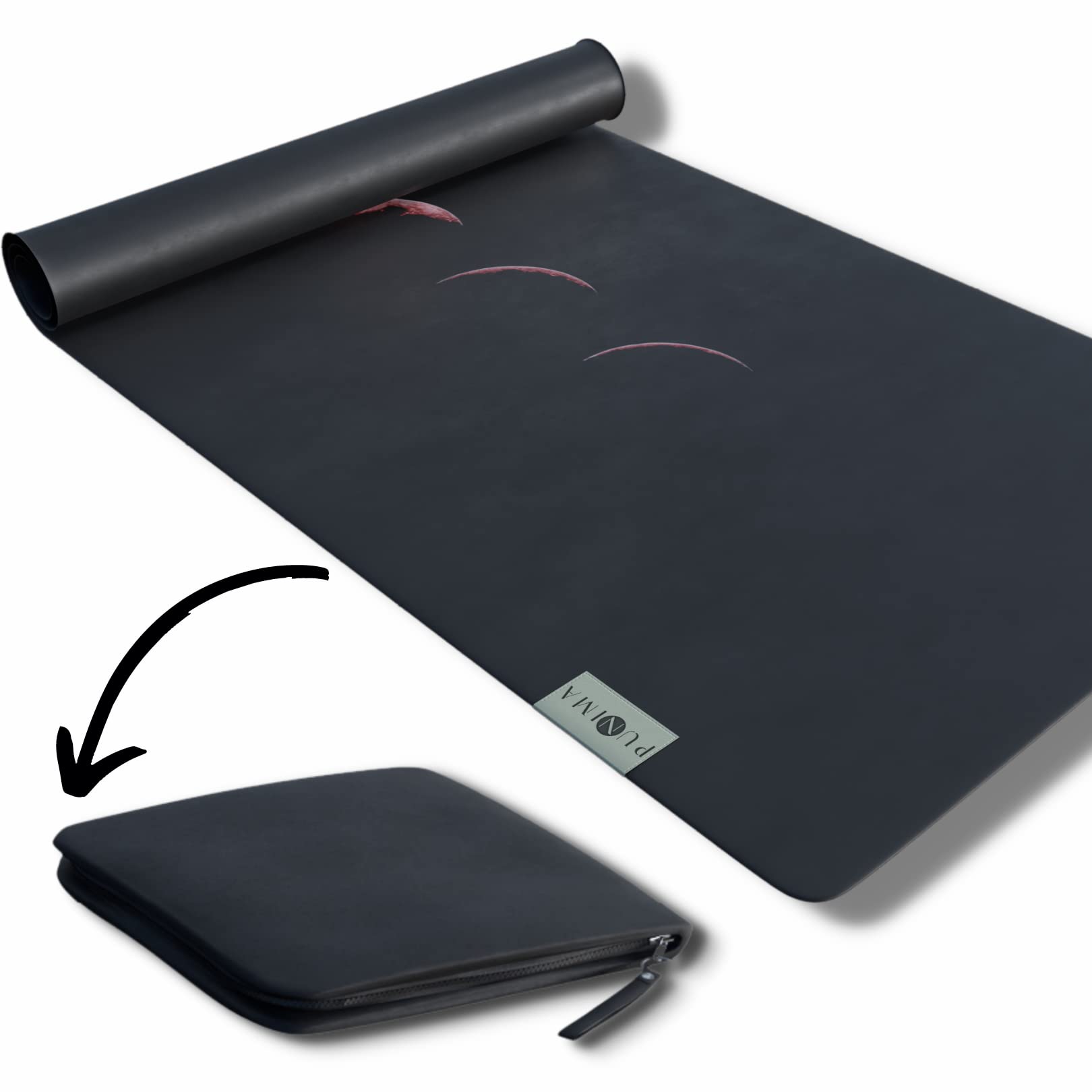 PUNIMA RPET Travel - Tappetino da yoga 2 in 1 + asciugamano, extra sottile e leggero (spessore 0,1 mm, peso 1,4 kg), pieghevole da viaggio