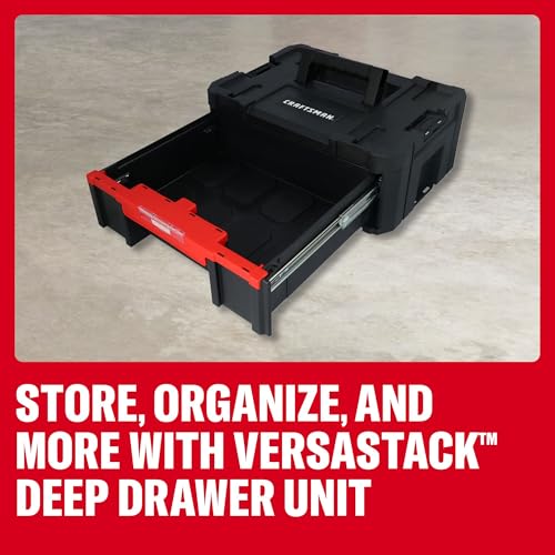 Image of CRAFTSMAN VERSASTACK Tool Box, 16.9 In. Single Deep Drawer Plastic Tool Box Organizer, Heavy Duty 16.5 Lb. Load Capacity (CMST17803)