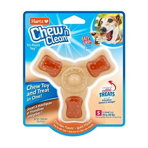 Hartz Chew ‘n Clean Chew Toy and Treat in One Chicken Flavored Tri-Point Dog Toy, Small Cover
