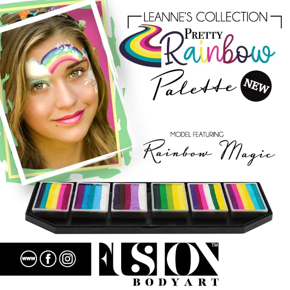 Fusion Body Art Pro Quality Professional Face Painting Palette - Leanne's Pretty Rainbow | Hypoallergenic Safe & Non-Toxic - Perfect for Full Face Designs and Cheek Art - Image 8