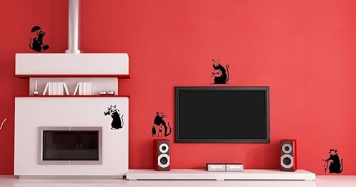 Miniatura 3 de Banksy Collection of RATS x 5 Graffiti Art  Calcomanías de pared grandes de vinilo