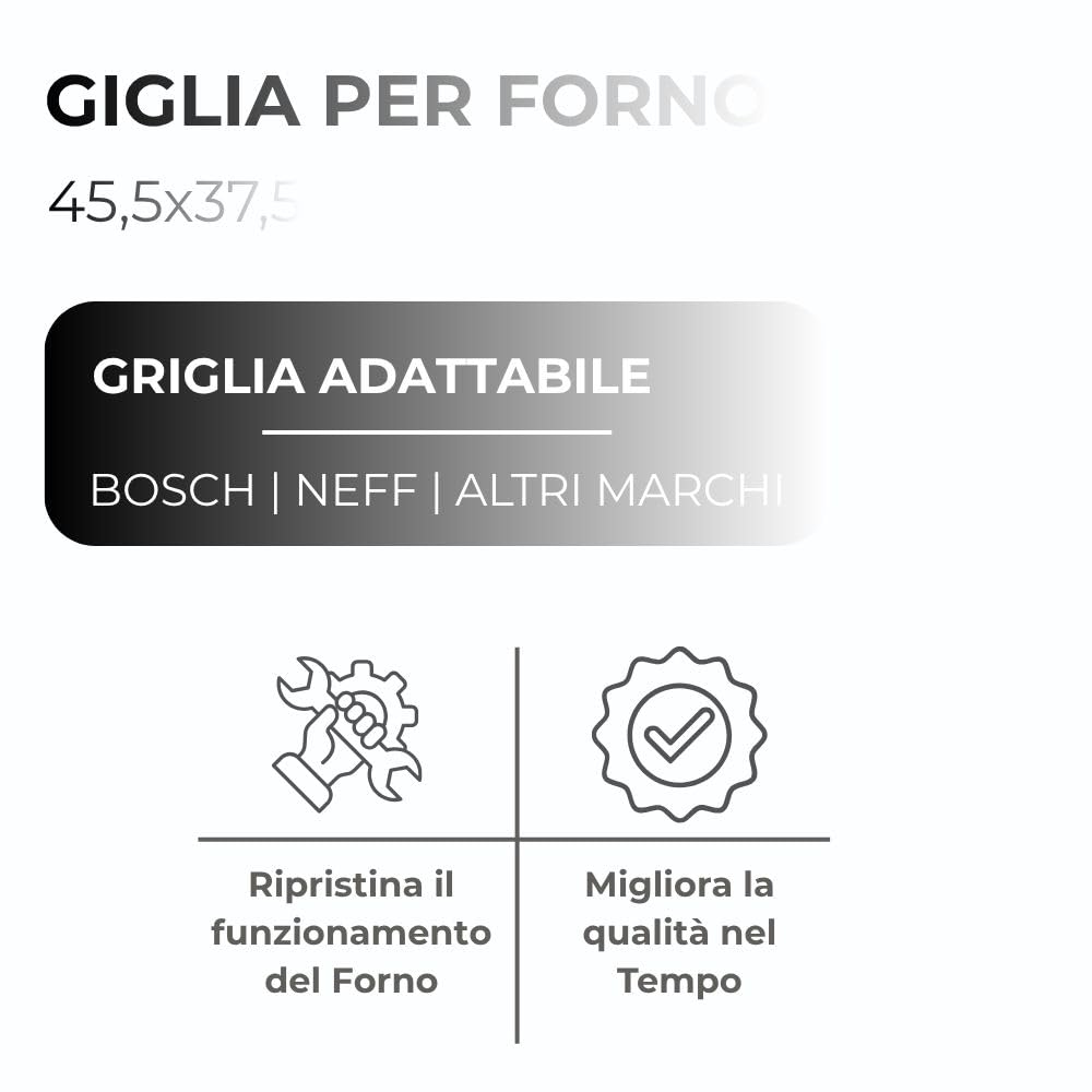 Parrilla para horno compatible con Bosch, Neff Z11CR10X0, dimensiones: 455 x 375 (mm), revestimiento antiadherente, apta para cocinar a altas temperaturas, 45,5 x 37,5 cm