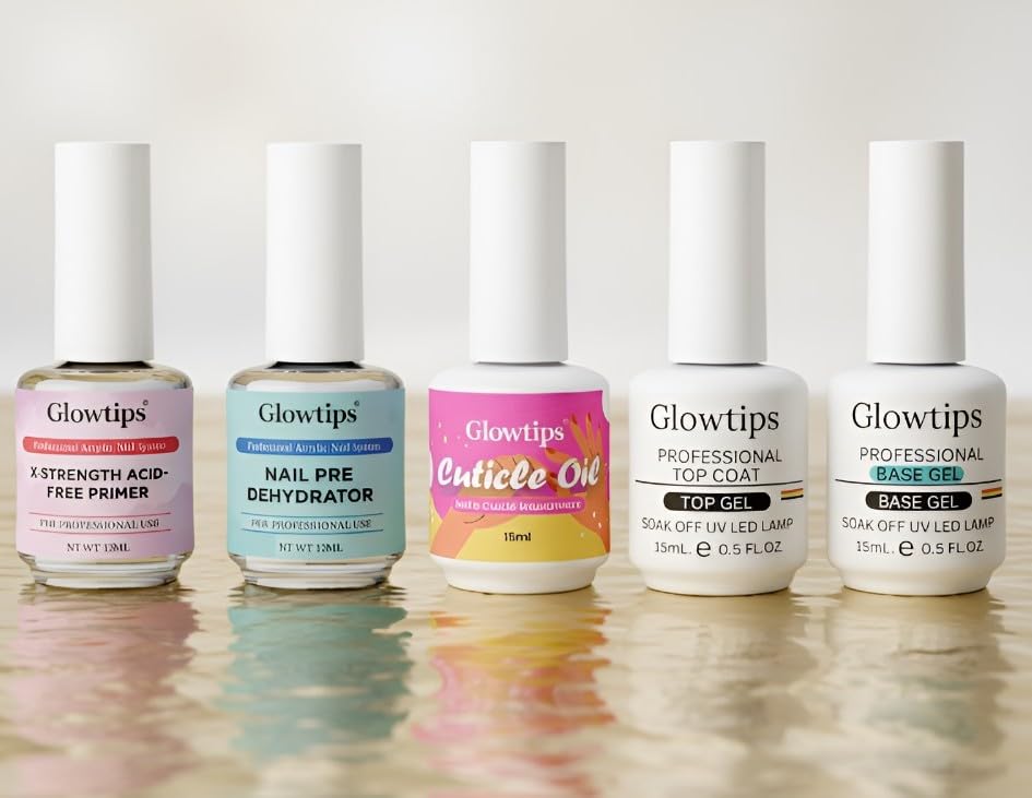 Nail Dehydrator and Primer with Gel Base & Top Coat Set, & Cuticle Oil Acid Free Acrylic Nail Supplies Primer Glossy Gel Nail Polish Top Coat Starter Kit (MACHINES SE SIKHENGI)(UV LAMP REQUIRED) 15ML X 5-image-8