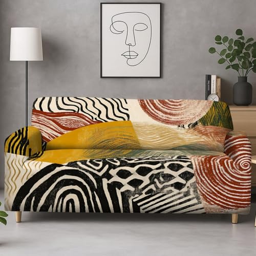 Funda Sofa 3 Plazas Amarillo Negro General Funda De Sofá Elástica En Spandex,Anti Gatos Arañazo Y Perros Mascotas,Antideslizante Protector Sofa,Adecuado para Sala De Estar