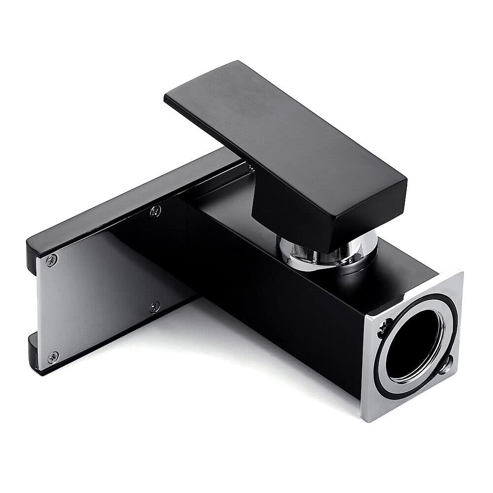 Robinet de lavabo LED cascade noir Mitigeur monocommande 3 couleurs changeantes