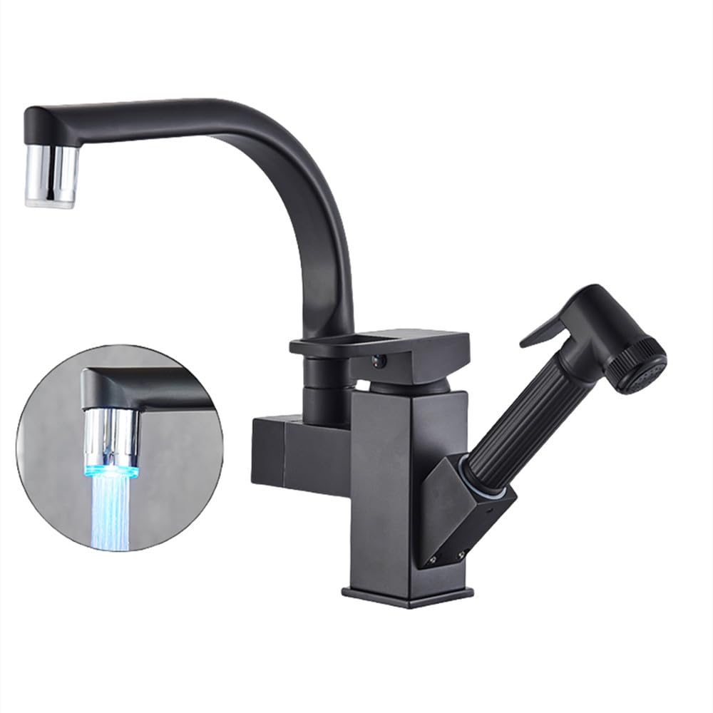 Mitigeur de cuisine LED rotatif 360 avec bec extractible pour un nettoyage précis