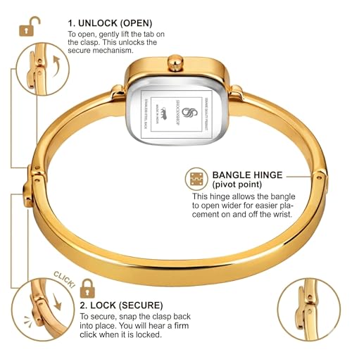 Image of Shocknshop Elegant Bangle Aura Square Dial Ladies Rose Gold Bracelet Strap Watch for Woman -WCH181