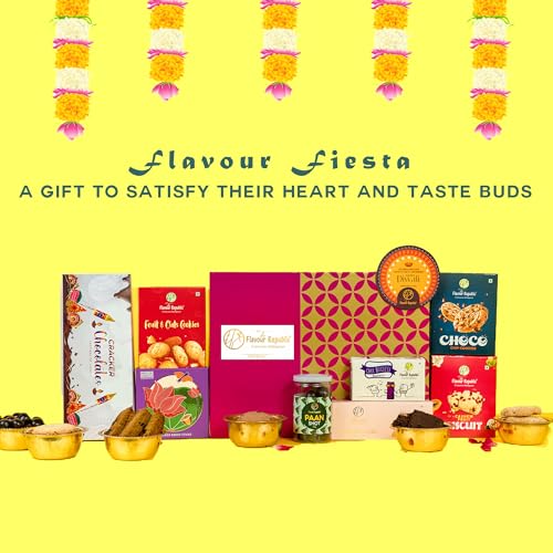 Image of The Flavour Republic Premium Diwali Snack Hamper Gift Box | Bhai Dooj Special with Assorted Chocolate Cookies, Brownie Thins, Cracker Chocolates, Blueberry Cake Biscotti, Bamboo-Free Incense Sticks & Mukhwas Paan Shots | Perfect for Birthdays, Anniversaries, Corporate & Family Gifting | Gourmet Treats Box