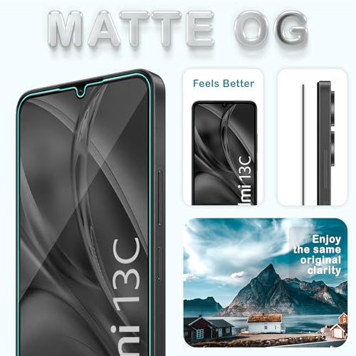 Image of ArmourPro Military Grade Matte Anti-Glare Tempered Glass Screen Protector for Redmi 13C, 13C, Poco M6 and C65 (6.74 Inch) With Installation Kit | Edge-to-Edge Protector Coverage | Black (Pack of 2)