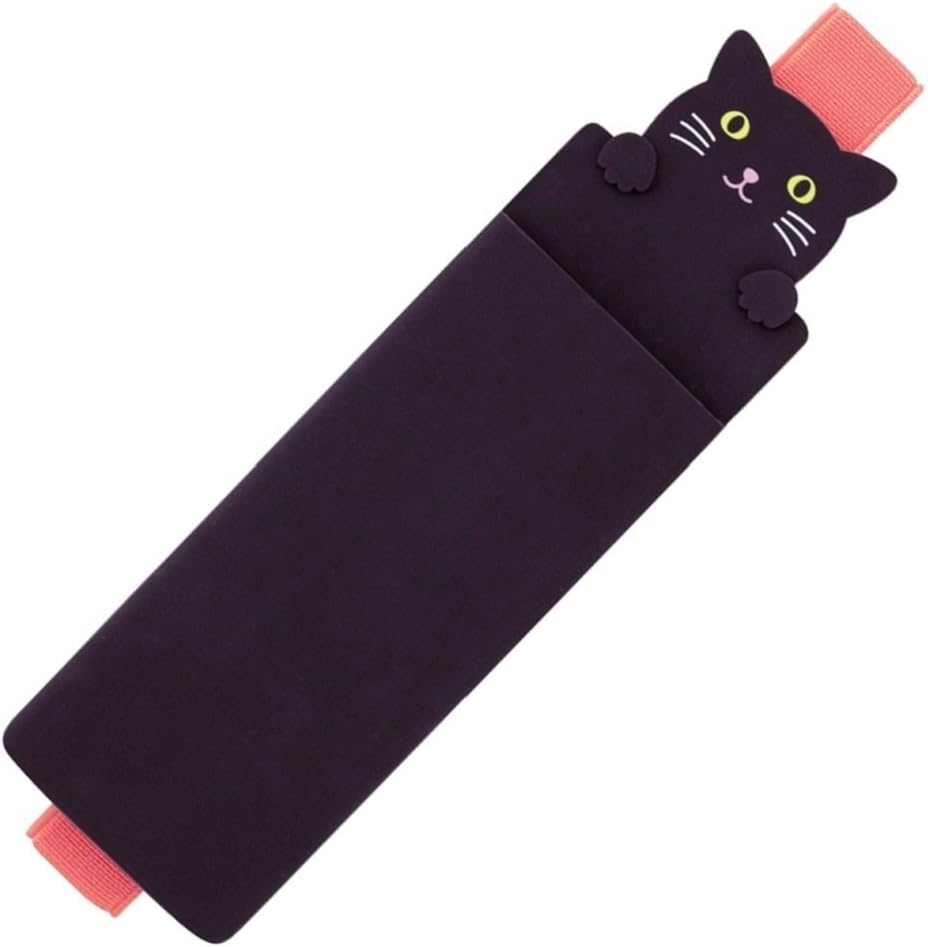 LIHIT LAB PuniLabo Book Band with Pen Case Holder, 2.1" Ã— 0.8", Black Cat (A7720-3)