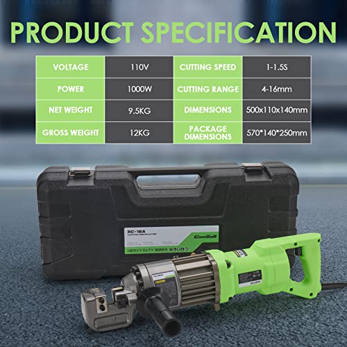 Image of 5 /8 inch Electric Hydraulic Rebar Cutter 1-1.5s Cutting Speed Portable Rebar Cutter Cutting Rebar 4-16mm 1000w 120v /60hz RC16A