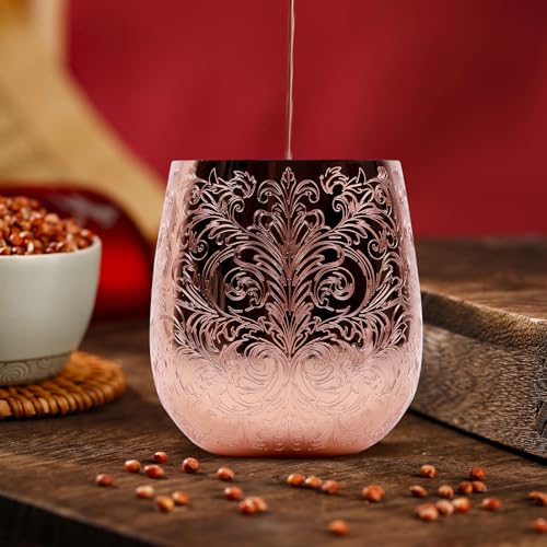 Xiholeruf XIHOLERUF004 Etched Stainless Steel Wine Glasses Set Of 4 thumb #2