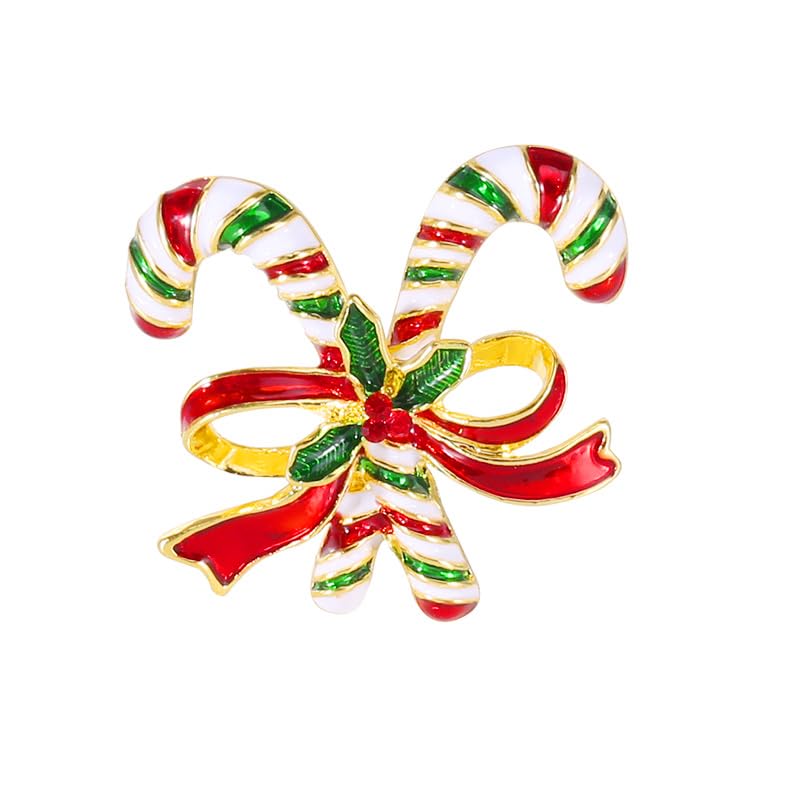ONLYJUMP Christmas Bell Brooch Pins for Women Girls Lovely Crystal Christmass Tree Snowflake Bell Reindeer Snowman Brooches Colorful Xmas Enamel Pins Holiday Party Gift (Two candy bar)