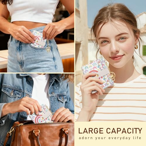 Image of Jogjam Rfid Women Wallet, Small Slim Thin Credit Card Wallet, PU Leather Bifold Cash Zipper Coin Pocket ID Window, for Female Ladies Teen Girls Girly Gifts, Rainbow Be Kind, Modern