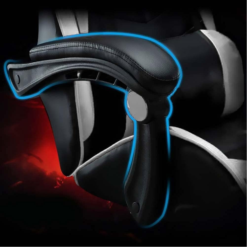 BAKAJI Sedia Poltrona Gaming Scrivana Ufficio Casa in Ecopelle Schienale Reclinabile Cuscino Lombare Poggiatesta Rotazione 360 Gradi Direzionale Altezza Regolabile Base 5 Ruote (Nero e Bianco)