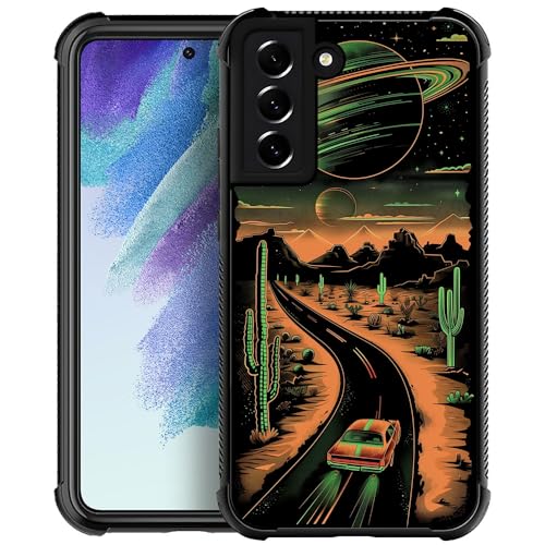 CARLOCA Compatible with Samsung Galaxy S22 Case with Alien Orange Desert Road Pattern Circular Corner for Girl Women Compatible with Samsung Galaxy S22