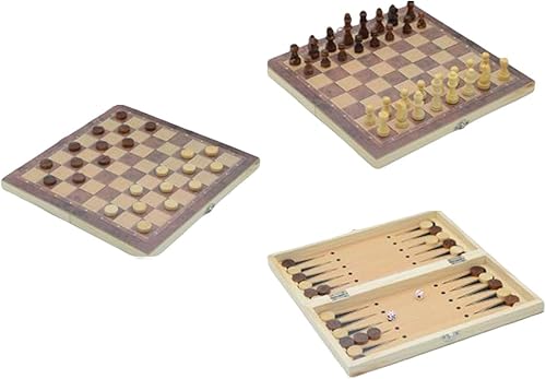 Yiju Juego de ajedrez 3 en 1, tablero plegable, portátil, ligero, estuche de viaje, ajedrez, damas, juegos de backgammon para principiantes, juegos