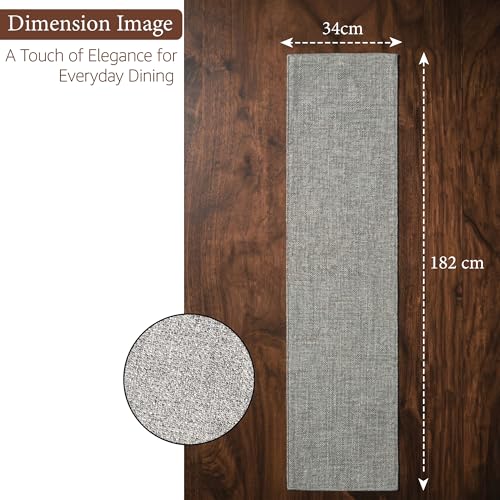 Image of Kuber Industries 72x12 inch Jute Table Runner for Party, Wedding and Family Dinners | Washable & Reusable Centre and Dining Table Runner | Grey
