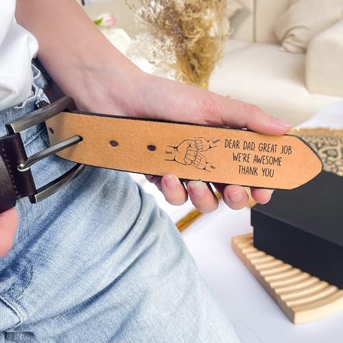 Dad The Man The Myth The Legend Great Job We're Awesome - Personalized Printed Leather Belt4