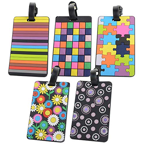 Preisvergleich Produktbild Lezed Kofferschild Bunt Gepäckanhänger Kunststoff Kofferanhänger für Reisender Geschäftsmann (5 Stück)