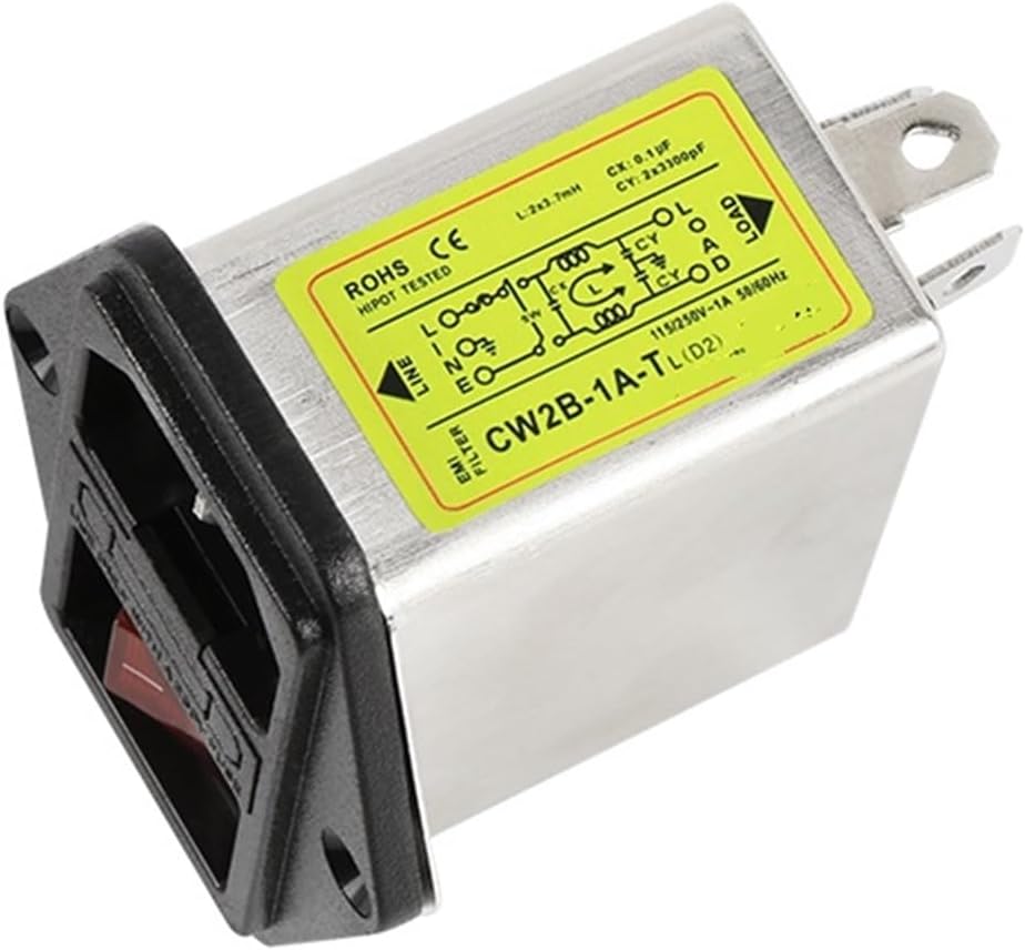 Lighted AC Filter Communication Audio Power Supply Filter EMI Anti-Interference CW2B-1A-TL(D2) 3A 6A 10A(CW2B-3A-TL(D2))