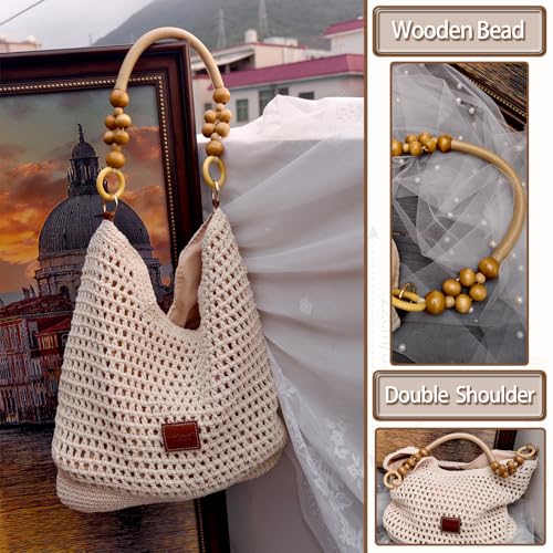 Image of Hand-woven Soft Large Straw Shoulder Bag Retro Boho Tote Bags Summer Beach Bag Rattan Handbag