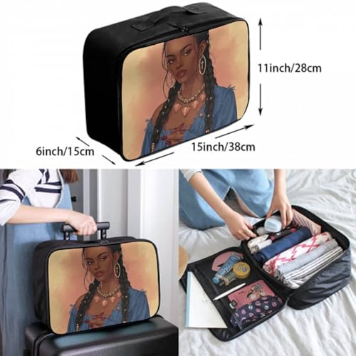 Women's Travel Luggage Lever To Hang Bags, Storage Bag For Sports Gym, Lightweight Weekender Overnight Carry On Bag African American Black Woman Girl Painting Art3
